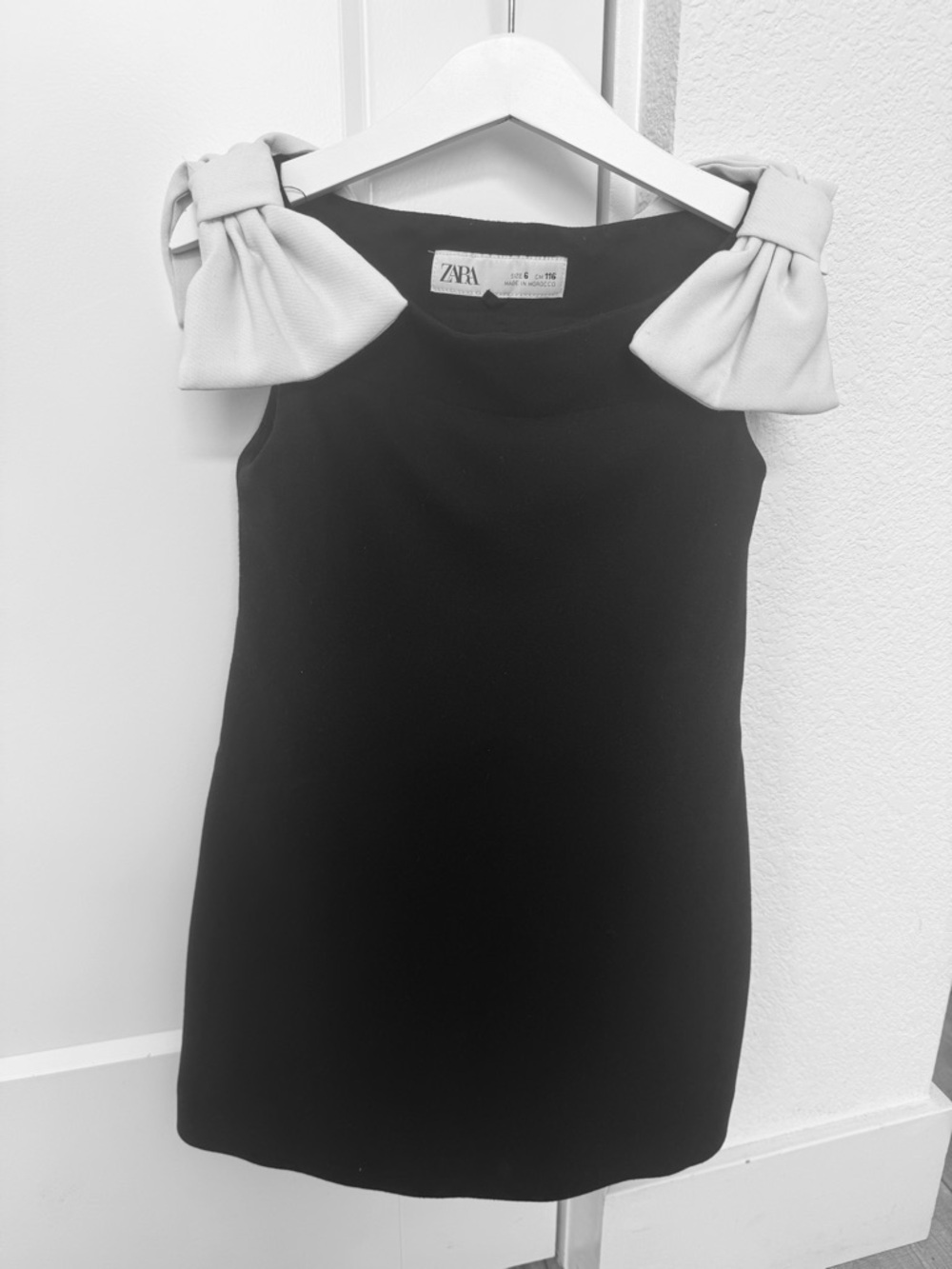 Zara Girl Black Mini Dress with Bows. Size 6.